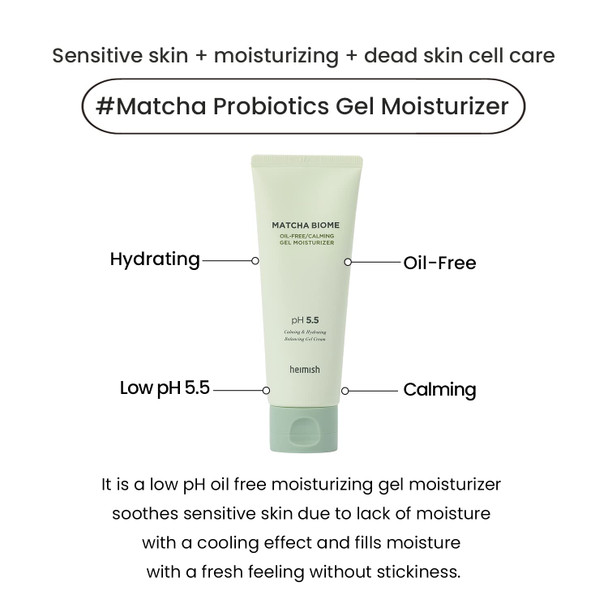 ‎Heimish Match Biome Oil-Free Calming Gel Moisturizer 3.38 Fl.Oz / 100 Ml | Oil Free, Pore And Sebum Control | Moisturizing, Cooling Gel Cream, Natural Ingredients, Soothing Cream, Korean Skincare