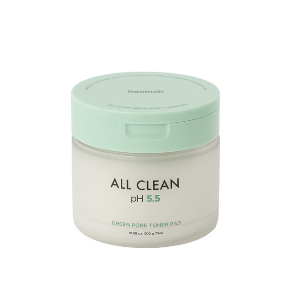 ‎Heimish All Clean Green Pore Toner Pad (75Ea) | Pore Cleansing, Oil/Moisture Balancing Pads | Smoothing Toner Calming Skin Texture, Korean Skincare, Sebum Control, Kbeauty