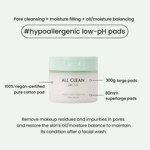 ‎Heimish All Clean Green Pore Toner Pad (75Ea) | Pore Cleansing, Oil/Moisture Balancing Pads | Smoothing Toner Calming Skin Texture, Korean Skincare, Sebum Control, Kbeauty