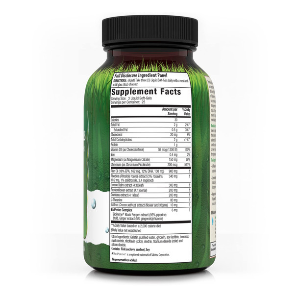 ‎Irwin Naturals Rhodiola-Plus - 75 Liquid Soft-Gels - Helps Maintain Balance & Peace Of Mind - With L-Theanine, Magnesium & Vitamin D3-25 Servings