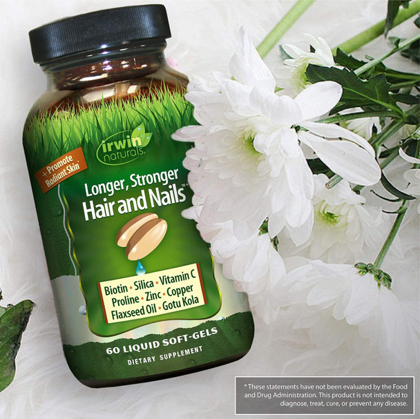 ‎Irwin Naturals Longer, Stronger Hair And Nails - Promotes Vibrant Shine Texture & Strength - 60 Liquid Softgels