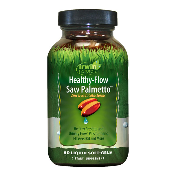 ‎Irwin Naturals Healthy Flow Saw Palmetto With Zinc, Beta Sitosterols, Turmeric, Stinging Nettle & Pumpkin Seed - Promotes Healthy Prostate & Urinary Flow - Antioxidant Support - 60 Liquid Softgels