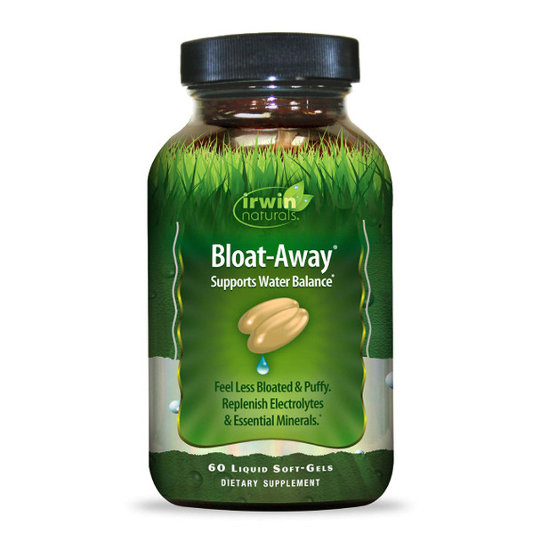 ‎Irwin Naturals Bloat-Away - Water Balance Support - Replenish Electrolytes & Essential Minerals - 60 Liquid Soft-Gels