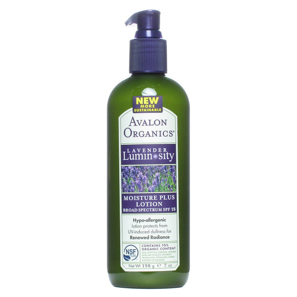 ‎Avalon Organics : Lavender Luminosity Moisture Plus Lotion w/SPF 15, 7 oz