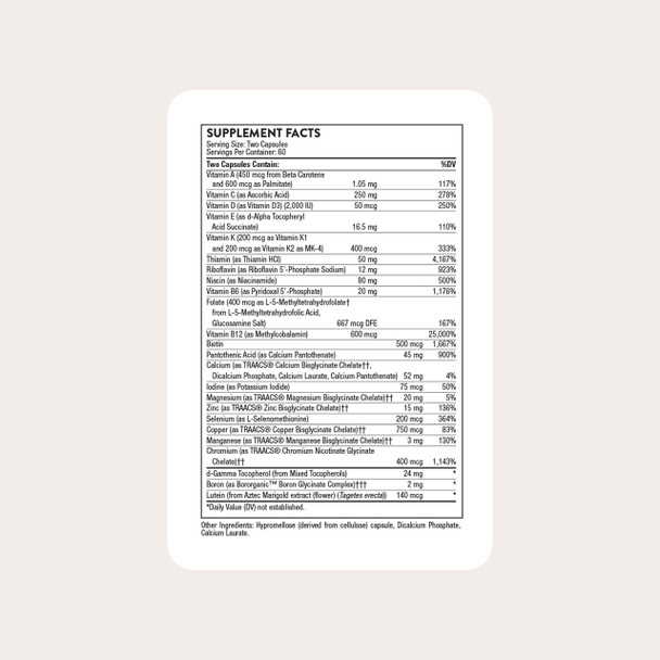 THORNE Basic Nutrients 2/Day Vitamin & Mineral Formula 120 Capsules