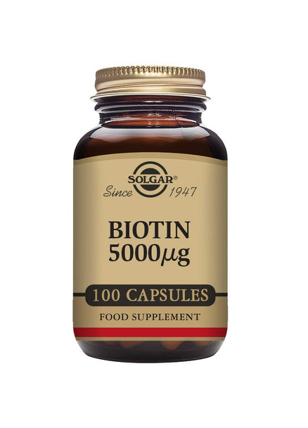 Solgar Biotin 5000 Mcg 100 Veg Caps - Promote Healthy Skin Nails & Hair - Supports Energy Production Protein Carbohydrate & Fat Metabolism - Vitamin B - Non Gmo Vegan Gluten Free - 100 Servings
