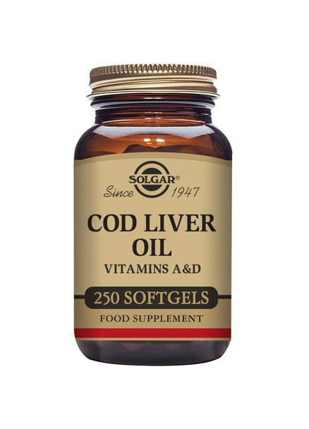 Solgar Cod Liver Oil 250 Softgels - Supports Healthy Immune System Healthy Eyes & Vision & Bone Health - Vitamin A & D Supplement - Gluten Free Dairy Free - 250 Servings