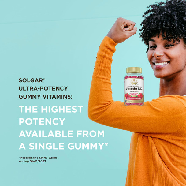 Solgar Methyl B12 Gummies For Adults 1 500Mcg Ultra Potency Vitamin For Energy & Metabolism Support Raspberry Flavor Vegan & Gluten Free Gummy For Women & Men 2 Month Supply 60 Servings 2G Sugar