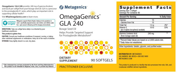 Metagenics OmegaGenics GLA 240