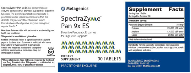Metagenics SpectraZyme Pan 9x ES