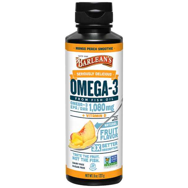Barlean's Fish Omega Swirl Mango Peach 8 Oz