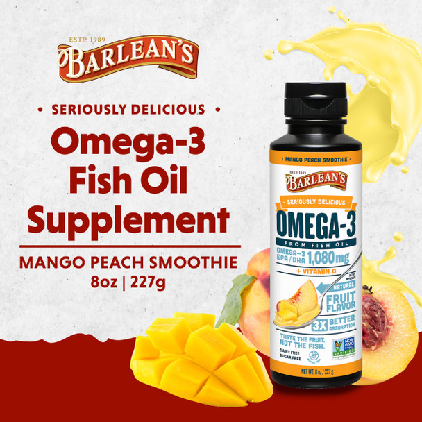 Barlean's Fish Omega Swirl Mango Peach 8 Oz