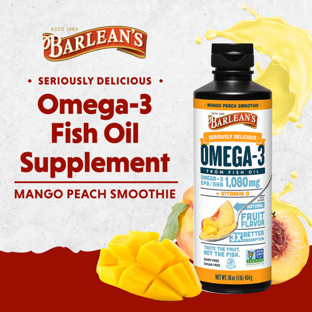 Barlean's Omega Swirl Fish Oil With Vitamin D Mango Peach 454G 1 Units