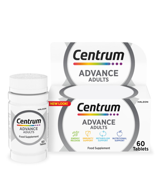 Centrum Advance Multivitamin Tablets For Men And Women Vitamins With 24 Essential Nutrients Including Vitamin C D And Zinc 60 Ct (Packaging And Tablet Colour May Vary Slightly)