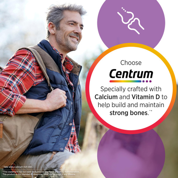 Centrum Multivitamin For Men Multivitamin/Multimineral Supplement With Vitamin D3 B Vitamins And Antioxidants Gluten Free Non-Gmo Ingredients - 250 Count