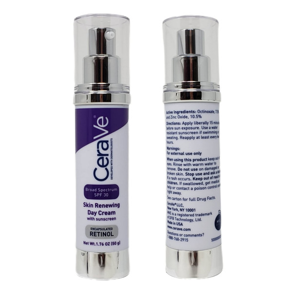 Cerave Skin Renewing Day And Night Bundle - Contains Day Cream Retinol With Spf 30 (1.76 Oz) And Night Cream With Mve Delivery Technology (1.7 Oz)