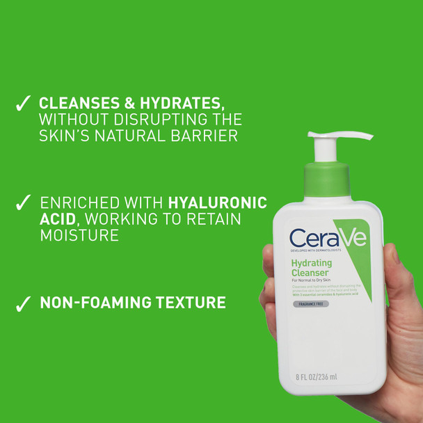 Cerave Face & Body Routine For Dry Skin Hydrating Cleanser & Moisturising Lotion 562Ml X2