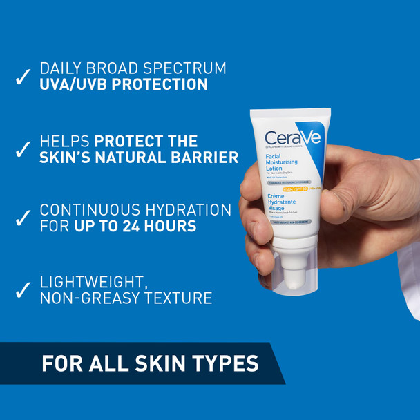 Cerave Am Facial Moisturising Lotion Spf30 With Ceramides For Normal To Dry Skin 52 Ml & Blemish Control Face Cleanser With 2% Salicylic Acid & Niacinamide For Blemish-Prone Skin 236Ml