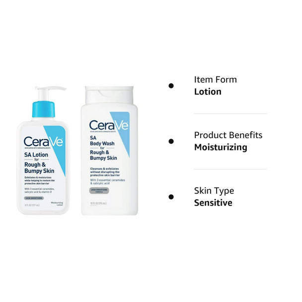Cerave Sa Skin Care For Rough And Bumpy Skin Bundle - Sa Body Wash (10 Fl Oz) And Sa Moisturizing Lotion (8 Fl Oz) - Skin Smoothing Formula With Salicylic Acid Cerave Sa Skin Care For Rough And Bumpy Skin Bundle - Sa Body Wash (10 Fl Oz) And Sa Moisturizing Lotion (8 Fl Oz) - Skin Smoothing Formula With Salicylic Acid