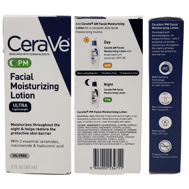 Cerave Daily Skincare Facial Bundle - Hydrating Facial Cleanser (16 Oz) Am Facial Moisturizing Lotion With Sunscreen (2 Oz) And Pm Moisturizing Lotion (2 Oz)