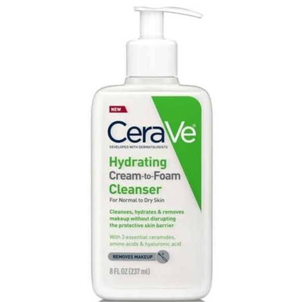 Cerave Hydrating Cream-To-Foam Cleanser 8Oz
