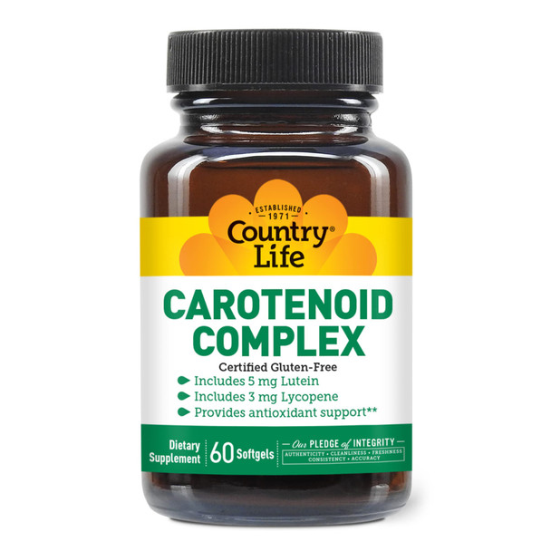 Country Life Carotenoid Complex With Lutein Lycopene And Astaxanthin 60 Softgels Antioxidant Support
