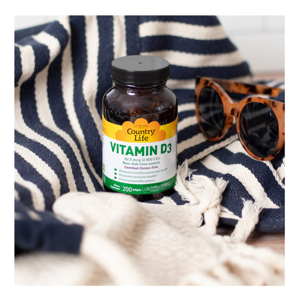 Country Life Vitamin D3 Non-Fish 2500 Iu 200 Softgels Certified Gluten Free Country Life Vitamin D3 Non-Fish 2500 Iu 200 Softgels Certified Gluten Free