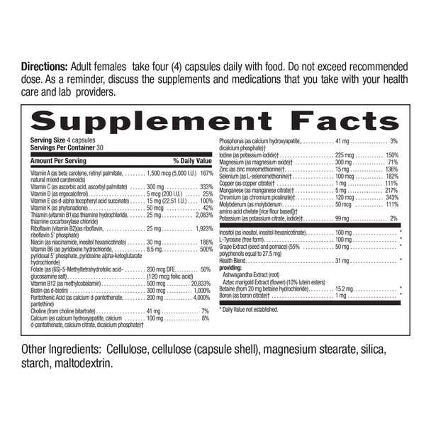 Country Life Max For Women Iron Free - 120 Vegetarian Capsules - Multivitamin & Mineral Complex - Coenzyme B Vitamins