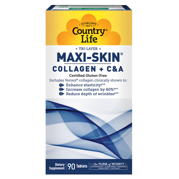 Country Life Tri Layer Maxi-Skin Collagen Plus C&A 90 Tablets Country Life Tri Layer Maxi-Skin Collagen Plus C&A 90 Tablets