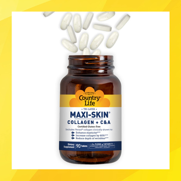 Country Life Tri Layer Maxi-Skin Collagen Plus C&A 90 Tablets Country Life Tri Layer Maxi-Skin Collagen Plus C&A 90 Tablets