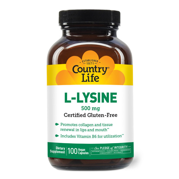 Country Life - L-Lysine Free Form Amino Acid Supplement With B6 500 Mg. 100 58167