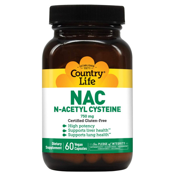 Country Life - Nac (N-Acetyl Cysteine) 750 Mg - 60 Vegetarian Capsules Country Life - Nac (N-Acetyl Cysteine) 750 Mg - 60 Vegetarian Capsules