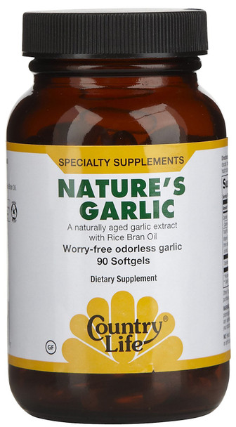 Country Life Nature'S Garlic 500Mg Garlic Equivalent 90 Softgels Certified Gluten Free