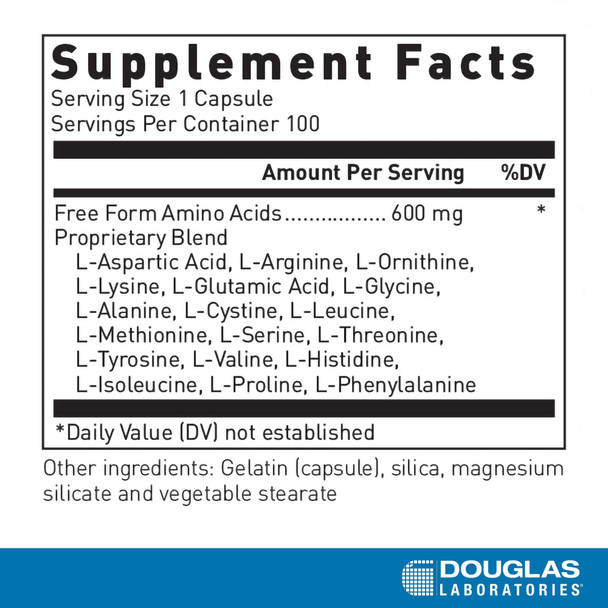 Douglas Laboratories - Free Form Amino Capsules - Balanced Mixture Of Amino Acids To Support Overall Health - 100 Capsules