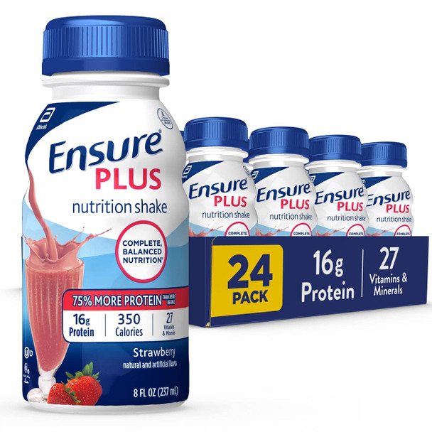 Ensure Plus Nutrition Shake With 16 Grams Of Protein & Plus Nutrition Shake With Fiber 16 Grams Of Protein Meal Replacement Liquid Milk Chocolate Gluten Free 8 Fl Oz (Pack Of 24)