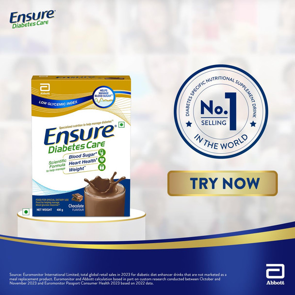 Ensure Diabetes Care- Nutrition To Help Control Blood Sugar Levels- 400 Gm Box (Chocolate Flavour) Yellow