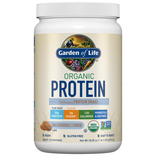 Garden of Life Vegan Protein Powder - Snickerdoodle Cookie - 20G Plant Protein Bcaas Probiotics & Digestive Enzymes - Gluten-Free Non-Gmo
