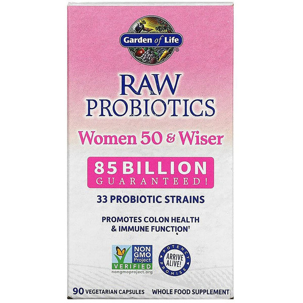 Garden of Life Raw Probiotics Women 50 & Wiser 85 Billion Cfu 90 Veg Capsules (2 Packs)