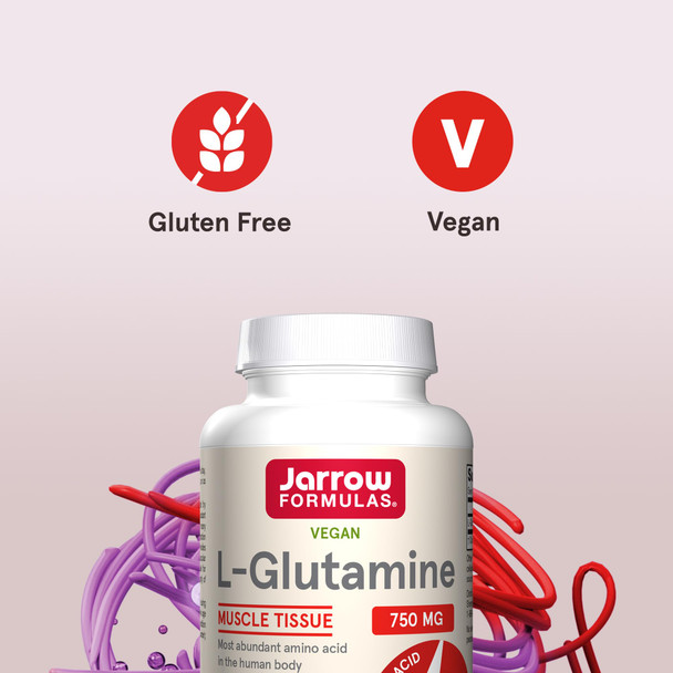 Jarrow Formulas L-Glutamine 750 Mg Dietary Supplement Immune And Muscle Support 120 Veggie Capsules Up To 120 Day Supply (Pack Of 12)