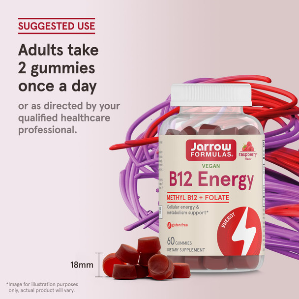 Jarrow Formulas Methyl B12 And Folic Acid Energy Dietary Supplement B12 Gummies For Adults 60 Gummies 30 Day Supply