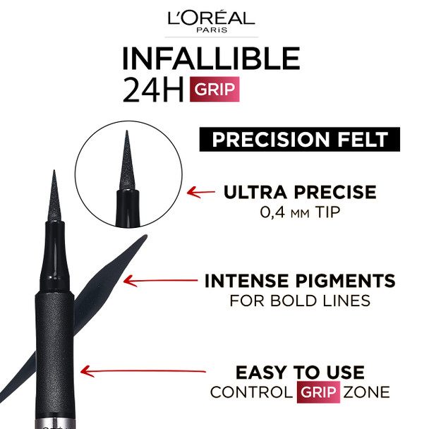 L'Oreal Paris Paris Infaillible Grip Precision Felt 0.4Mm 24H Longwear Waterproof Eyeliner Black