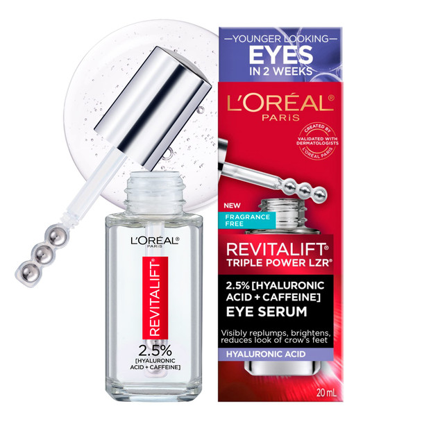 L'Oreal Paris Revitalift Derm Intensives Hyaluronic Acid + Caffeine Hydrating Eye Serum 0.67 Fl. Oz.