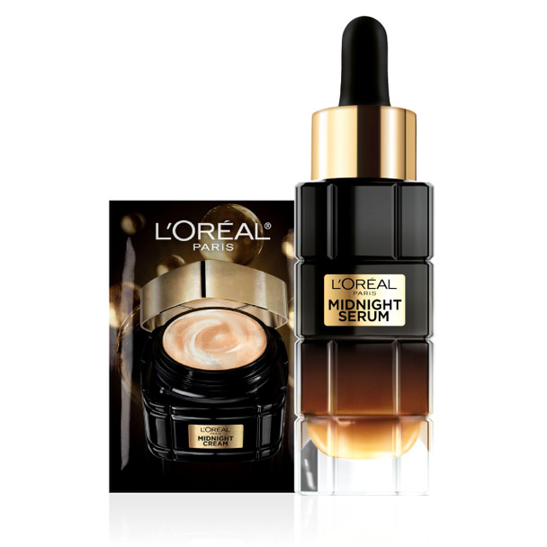 L'Oreal Paris Age Perfect Anti-Aging Midnight Face Serum Reduce Wrinkles 1Oz + Midnight Cream Sample Packaging May Vary