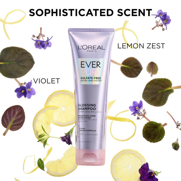 L'Oreal Paris Everpure Sulfate Free Glossing Conditioner Ph Balanced Conditioner Intensifies Shine Anti Fade Uv Filter With Argan Oil Vegan Paraben Free Dye Free Gluten Free 8.5 Fl Oz