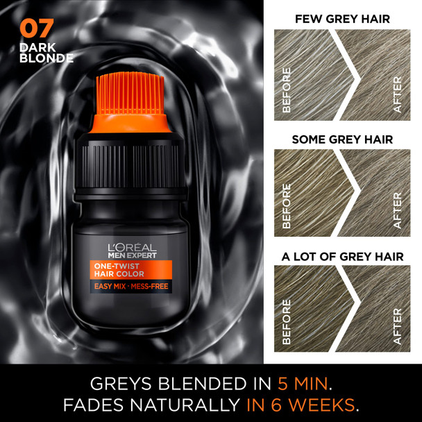 L'Oreal Paris L’OrEal Men Expert One Twist Mess Free Permanent Hair Color Mens Hair Dye To Cover Grays Easy Mix Ammonia Free Application Dark Blonde 07 1 Application Kit