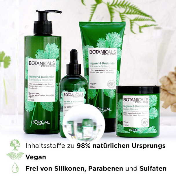 L'Oreal Paris Botanicals Strengthening And Detangling Conditioner Without Silicones Sulphates And Parabens For Weakened Hair Vegan Natural Cosmetics Ginger & Coriander Conditioner 1 X 200 Ml
