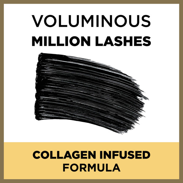 L'Oreal Paris Makeup Voluminous Million Lashes Mascara Volumizing Defining Smudge-Proof Clump-Free Lengthening Collagen Infused Eye Makeup Amplifying Mascara Brush Blackest Black 2 Count