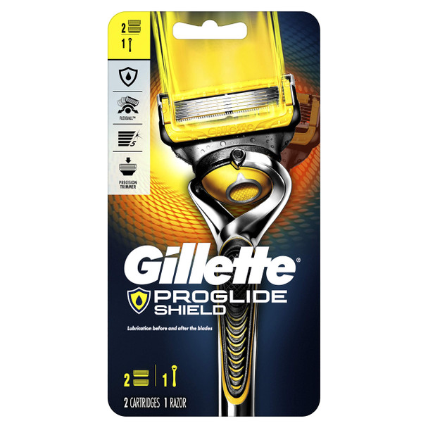 Gillette ProGlide Shield Mens Razor Handle + 2 Blade Refills