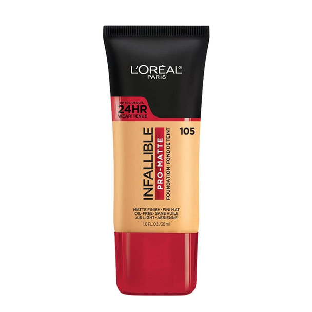 L'Oreal Paris Makeup Infallible Pro-Matte Liquid Longwear Foundation 105 Natural Beige 1 Fl; Oz.