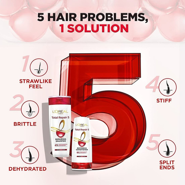 L'Oreal Paris Total Repair 5 Combo (Total Repair Shampoo 704 Ml + Total Repair Conditioner 192.5 Ml + Total Repair Serum 40Ml) Pack Of 3 936.5 Ml (Pack Of 3)